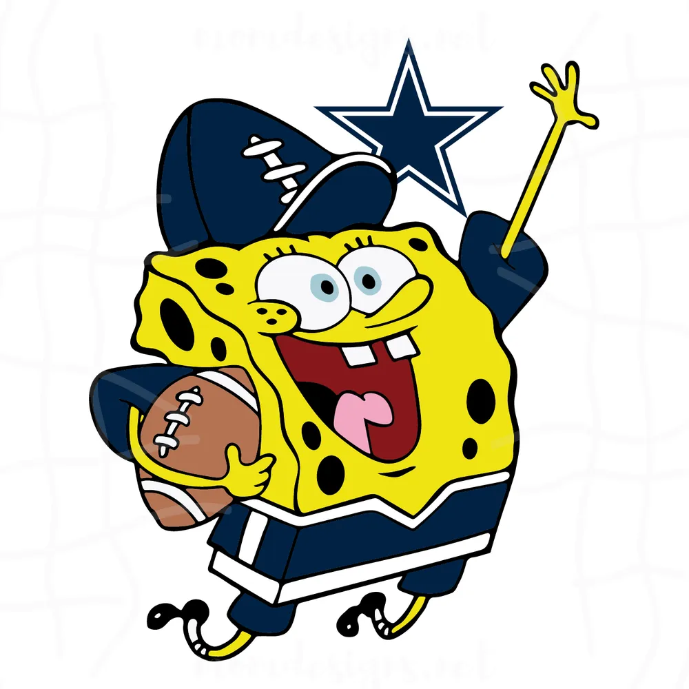 Spongebob Dallas Cowboys Football Super Bowl, Cutting File Svg
