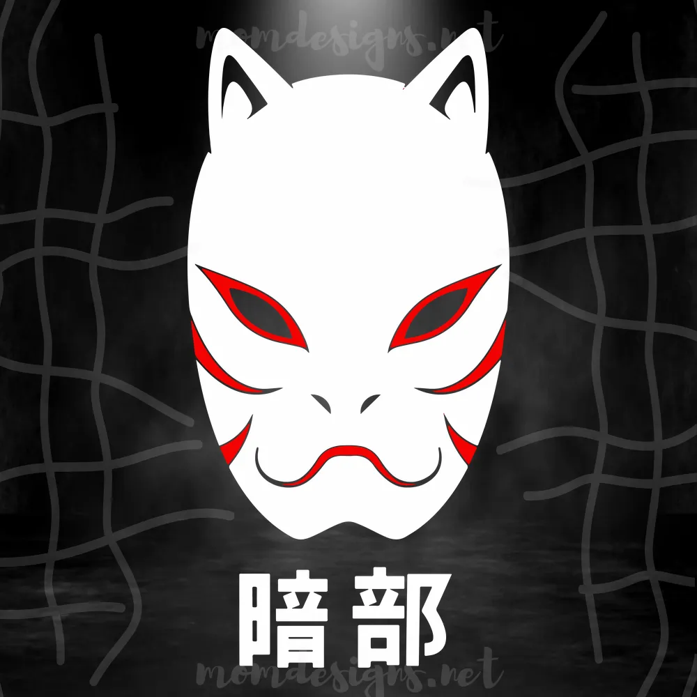 Naruto Anbu Black Ops Nija Mask Svg, Japanese Kitsune Ninja Fox Demon Mask Svg