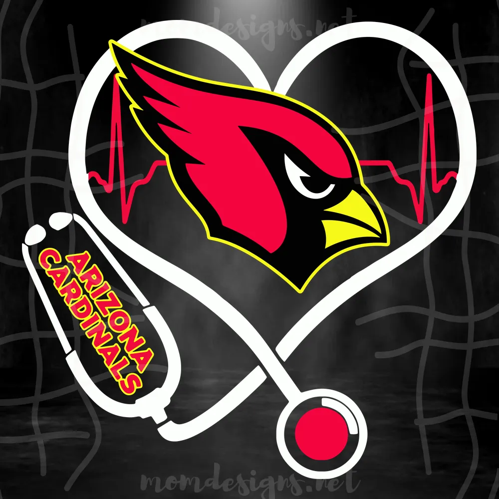 Arizona Cardinal Heart Stethoscope Svg, Arizona Cardinal Svg, Nurse Cardinal Svg