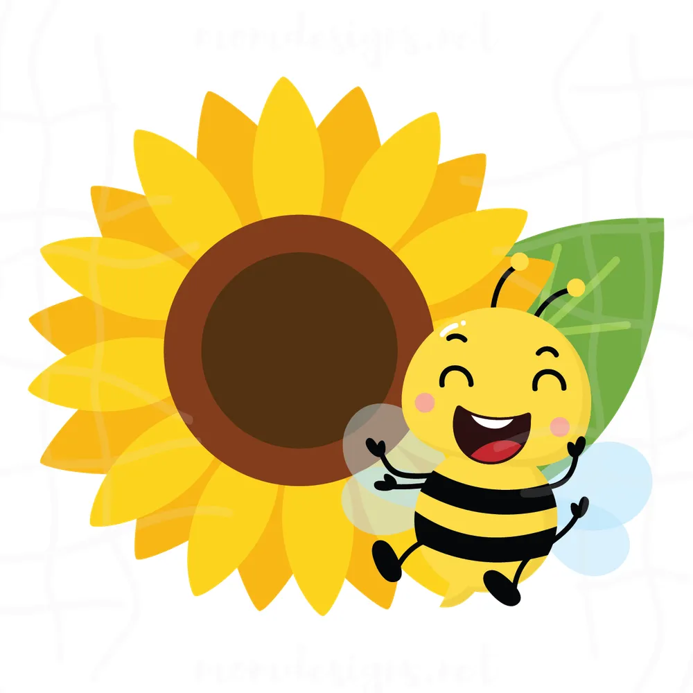 Cute Sunflower And Bee Svg, Sunflower Monogram Svg, Sunflower Svg