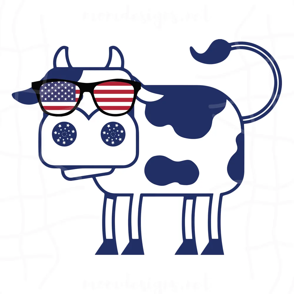 Cow Wearing Flag American Svg, Independence Svg
