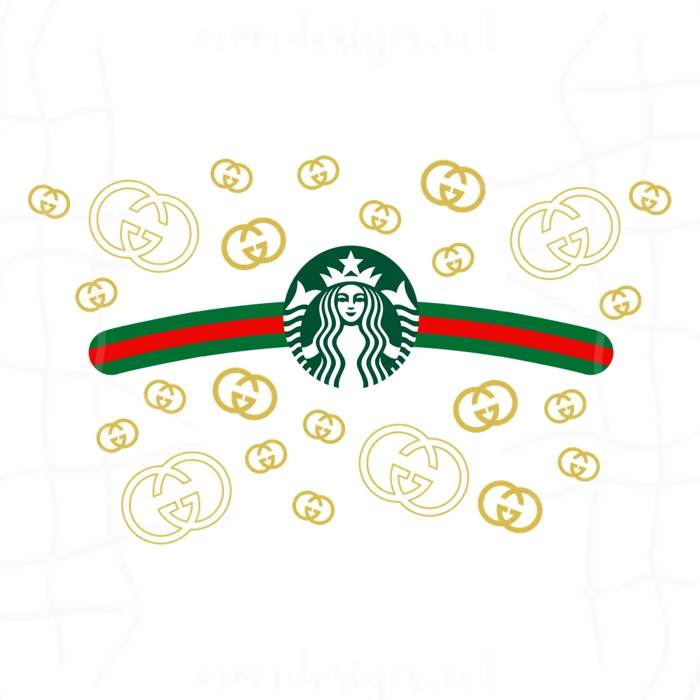 Gucci Full Wrap For Starbucks Cup Svg, Trending Svg, Gucci Starbucks Cup, Gucci Starbucks Svg, Starbucks Wrap Svg, Gucci Wrap Svg