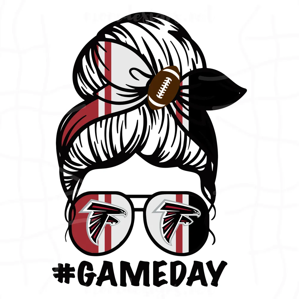 Atlanta Falcons Messy Bun Mom Game Day Svg