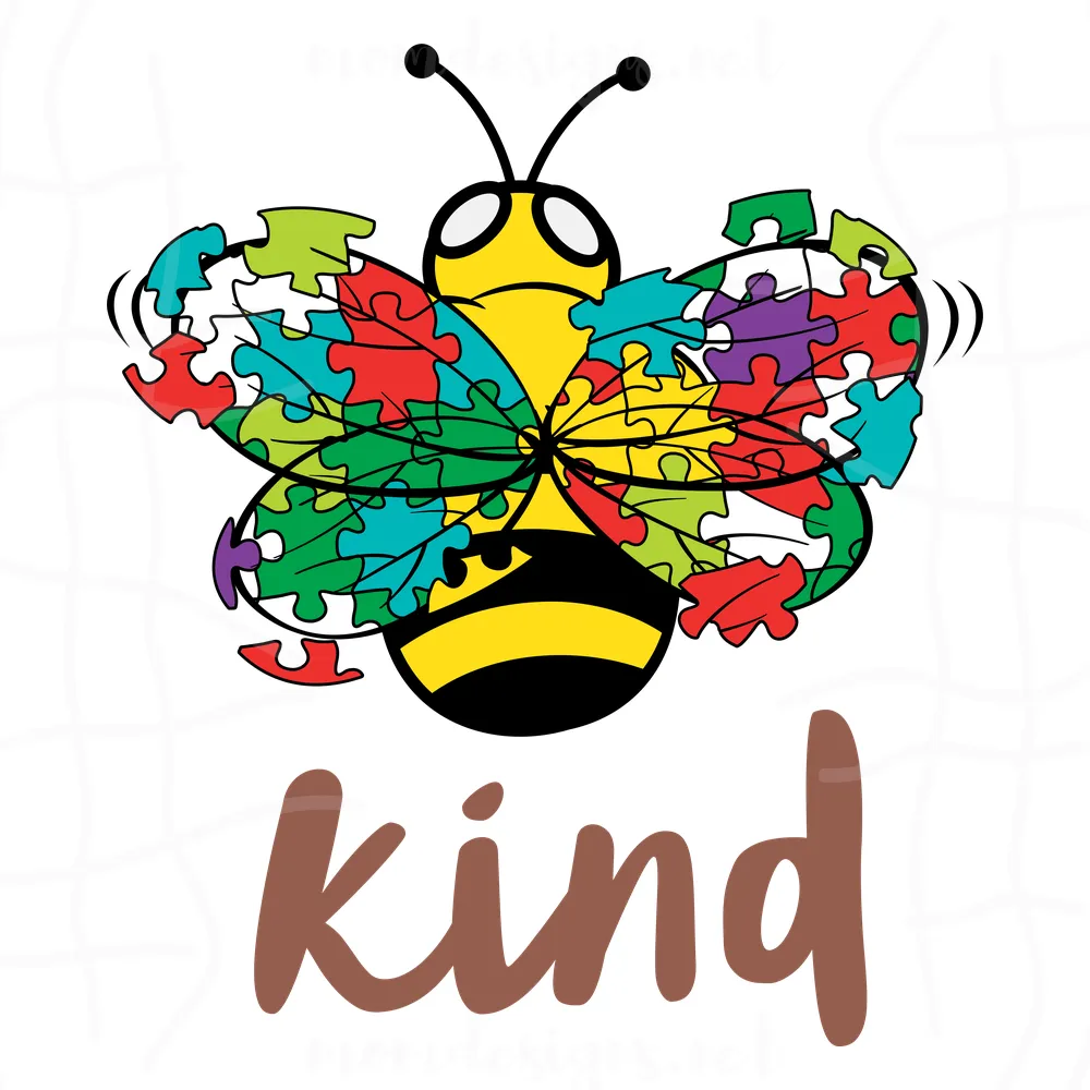 Autism Bee Kind Puzzle Pieces Svg, Autism Svg, Autism Bee Kind Svg