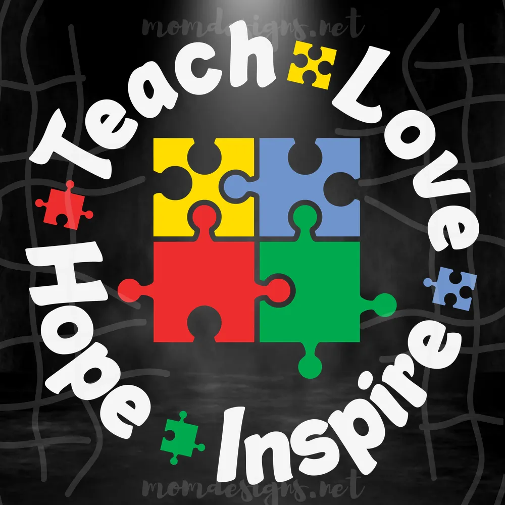 Teach Love Hope Inspire Autism Awareness Svg, Teacher Svg, Autism Awareness Svg