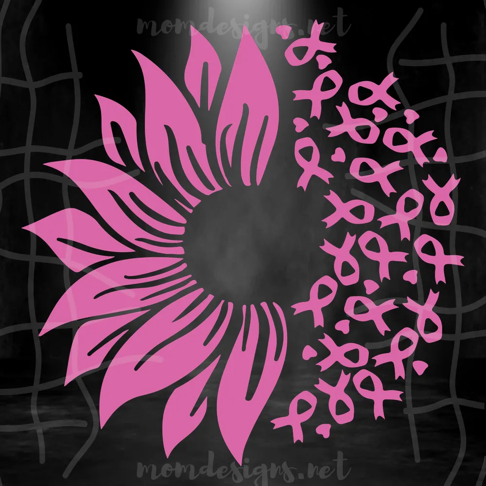 Sunflower Breast Cancer Awareness Ribbon Svg cut file to use for
