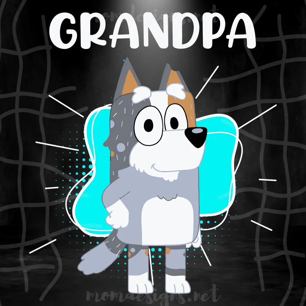 Grandpa Bluey Outline, Cutting File Svg