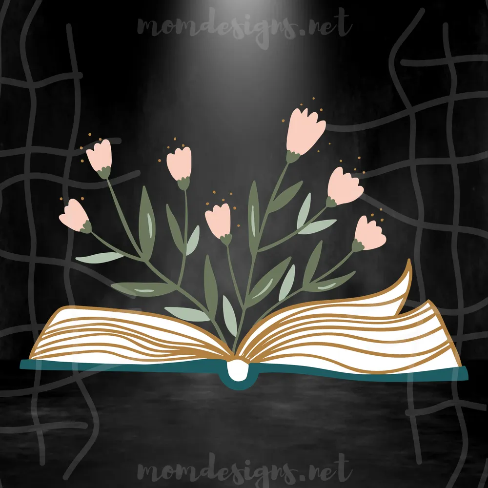 Floral Book Svg, File For Cricut, For Silhouette, Cut File, Dxf, Png, Svg, Digital Download