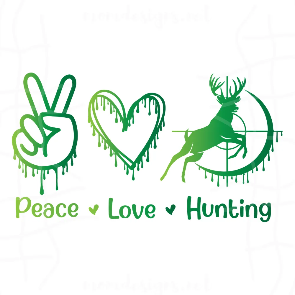 Peace Love Hunting Svg, File For Cricut, For Silhouette, Cut File, Dxf, Png, Svg, Digital Download