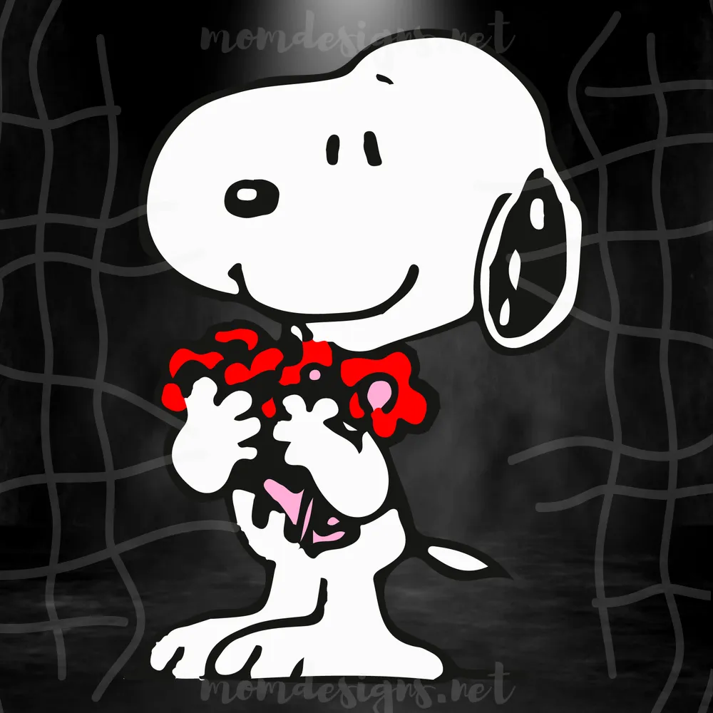 Snoopy With Flower Svg, Snoopy Svg, Love Snoopy Svg, Snoopy Lover Svg