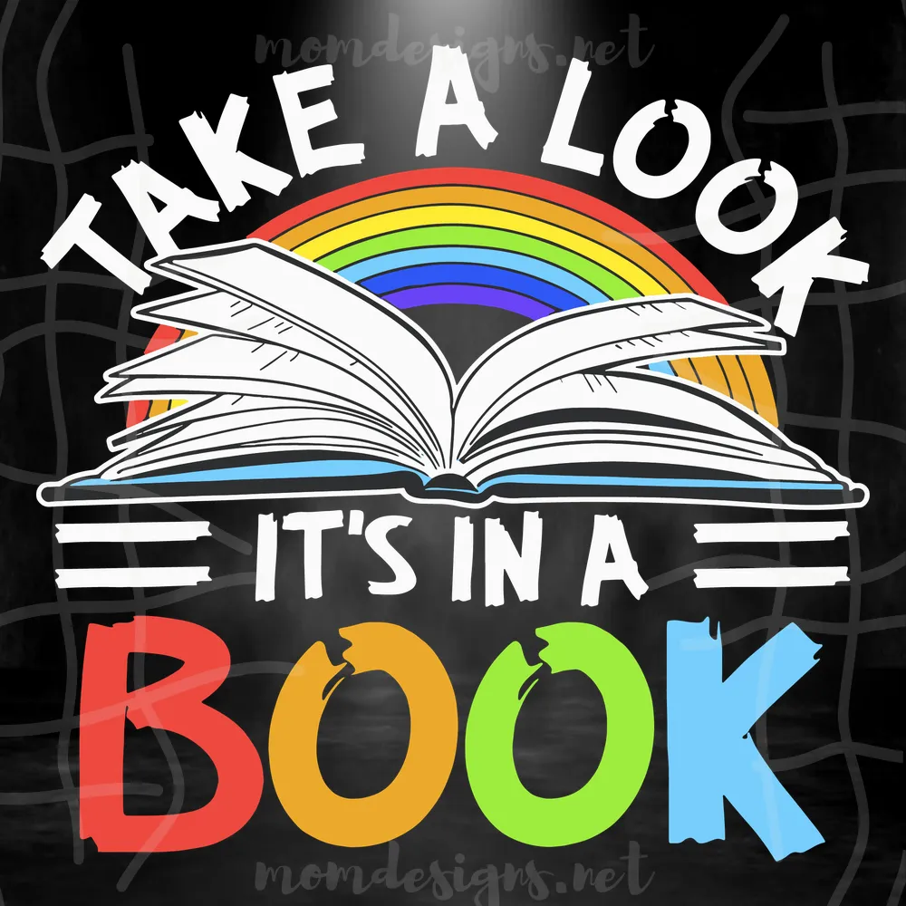Take A Look It'S In A Book Svg, Love Reading Svg, Love Rainbows Svg