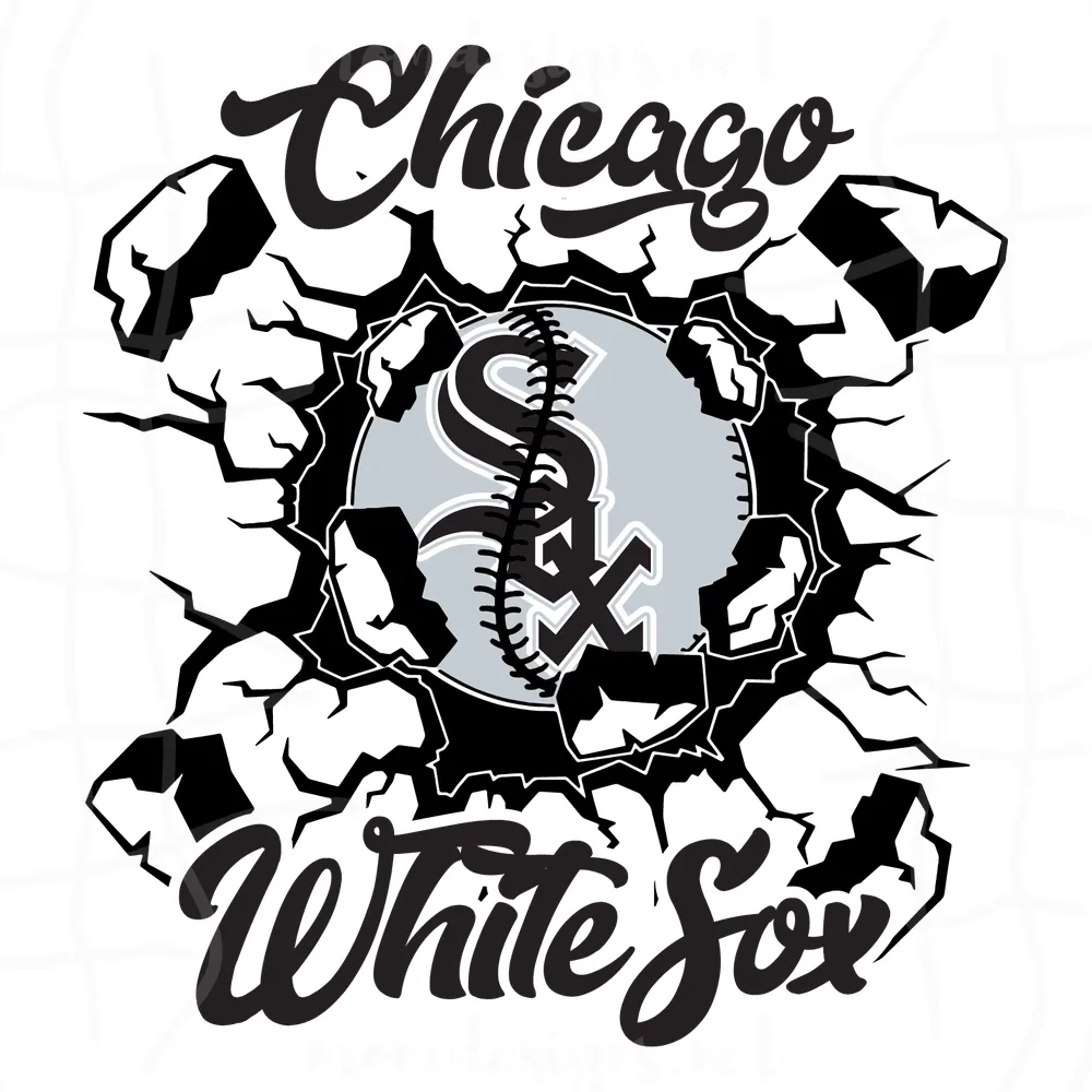 Chicago White Sox Svg, White Sox Svg, Baseball Team Wall Crack Svg