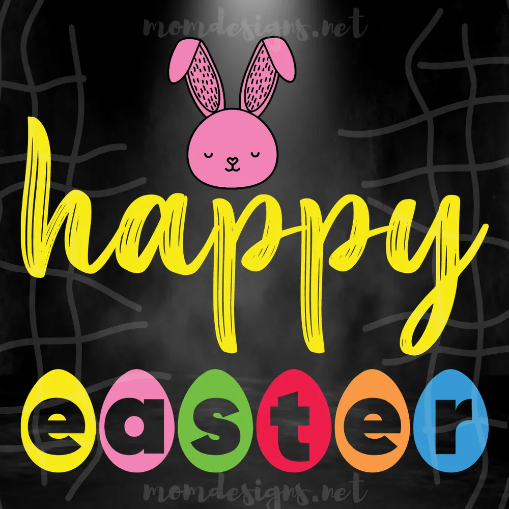 Happy Easter Bunny Head SVG PNG