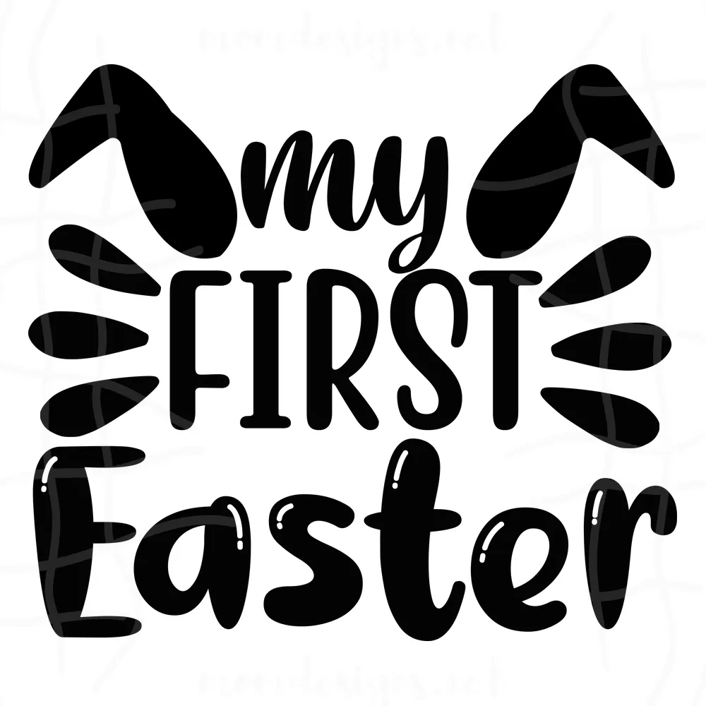 My First Easter Black Bunny Ears Silhouette SVG
