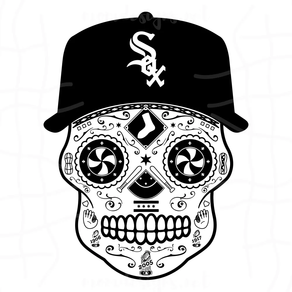 Chicago White Sox Svg, Skull White Sox Baseball Svg