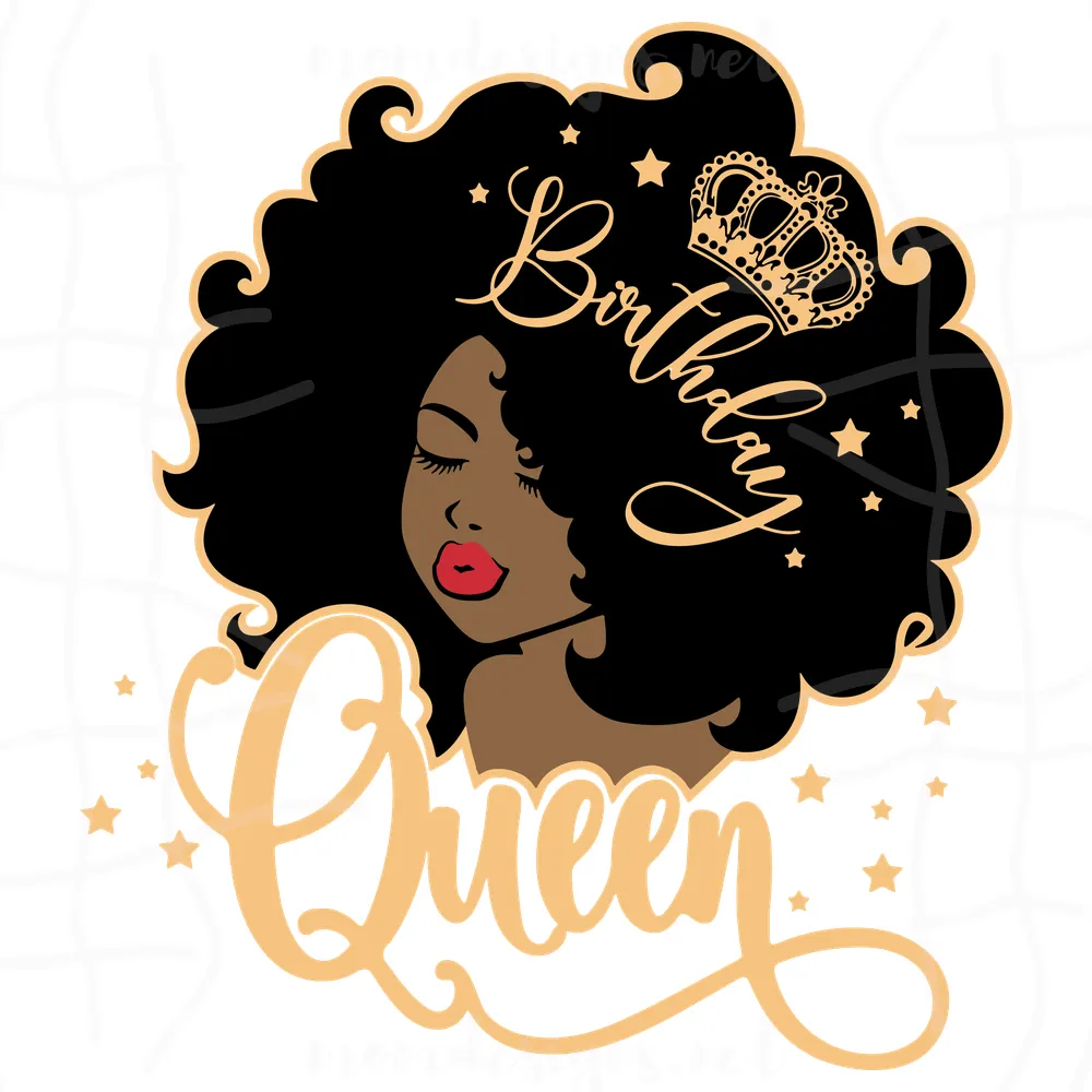 Happy Birthday Afro Queen SVG, Black Woman SVG