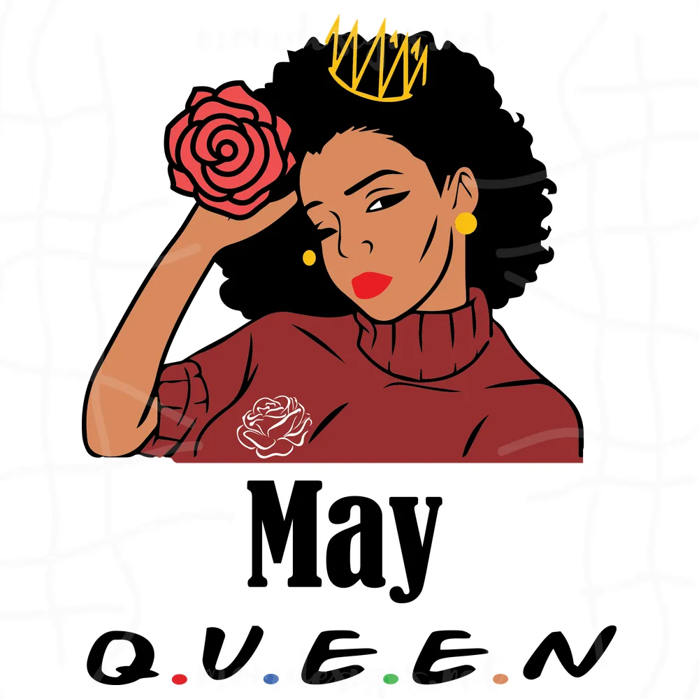 May Queen Afro Vector Clipart Silhouette Sublimation Files
