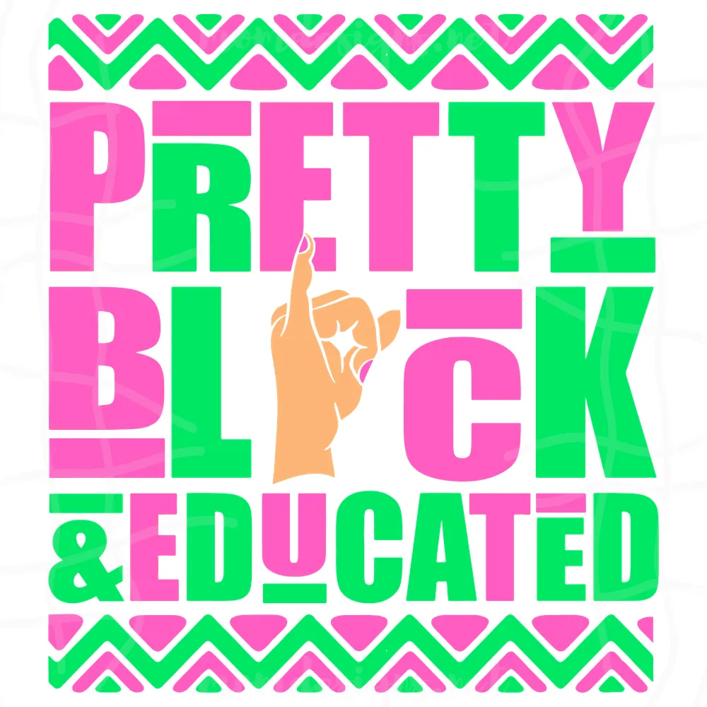 Pretty Black Educated Svg, Alpha Hand Sign Svg, Black Educated Svg