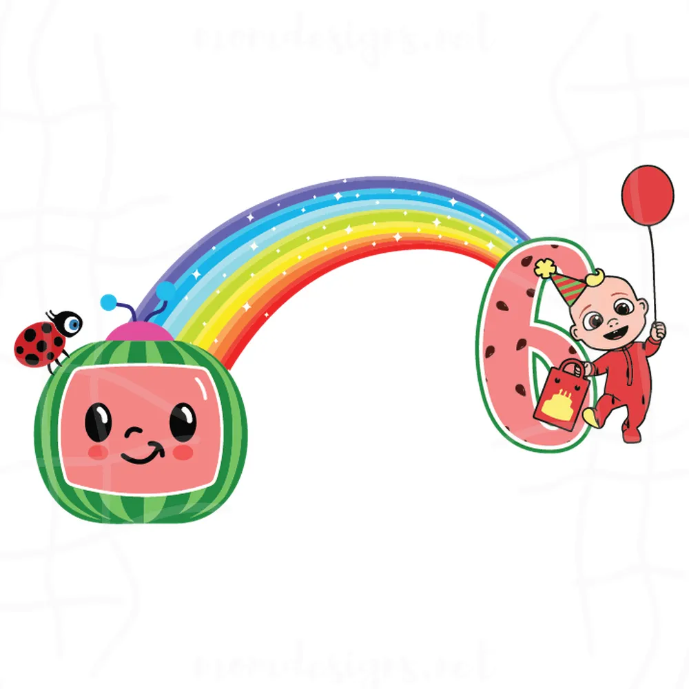 Happy Birthday Cocomelon Boy With Rainbow 6th Birthday Svg