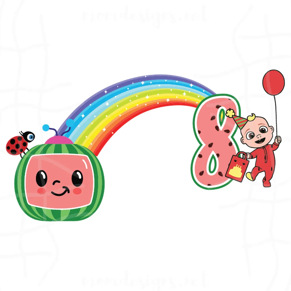 Happy Birthday Cocomelon Boy With Rainbow 8th Birthday Svg