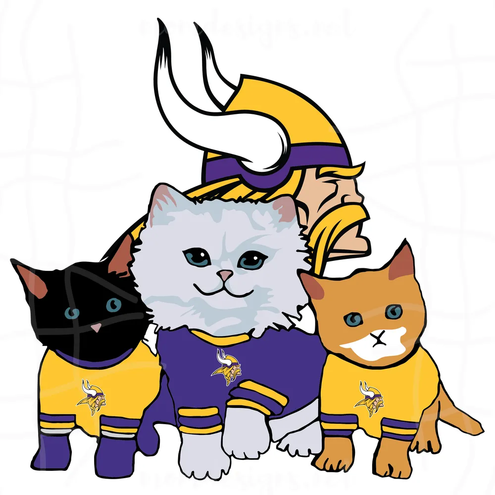 Minnesota Vikings Cat Svg, Sport Svg, Minnesota Vikings, Vikings Svg, Vikings Nfl, Vikings Logo Svg, Cat Svg, Super Bowl Svg, Nfl Cat Svg