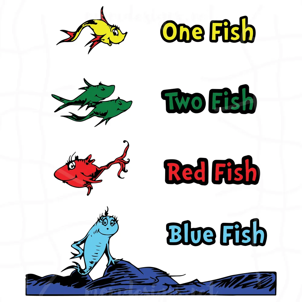 One Fish Two Fish Red Fish Blue Fish Svg, Dr Seuss Svg, Dr Seuss Book Svg, Dr Seuss Story Book, The Lorax Svg, Dr. Seuss ABC Svg, Lorax Svg, Seuss Svg, Seuss Book Svg