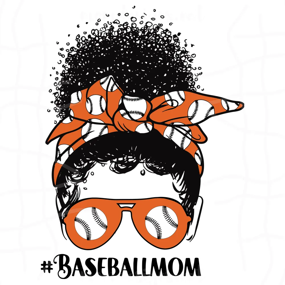 Baseball Mom Messy Bun Svg, Trending Svg, Messy Bun Svg, Bun Hair Svg
