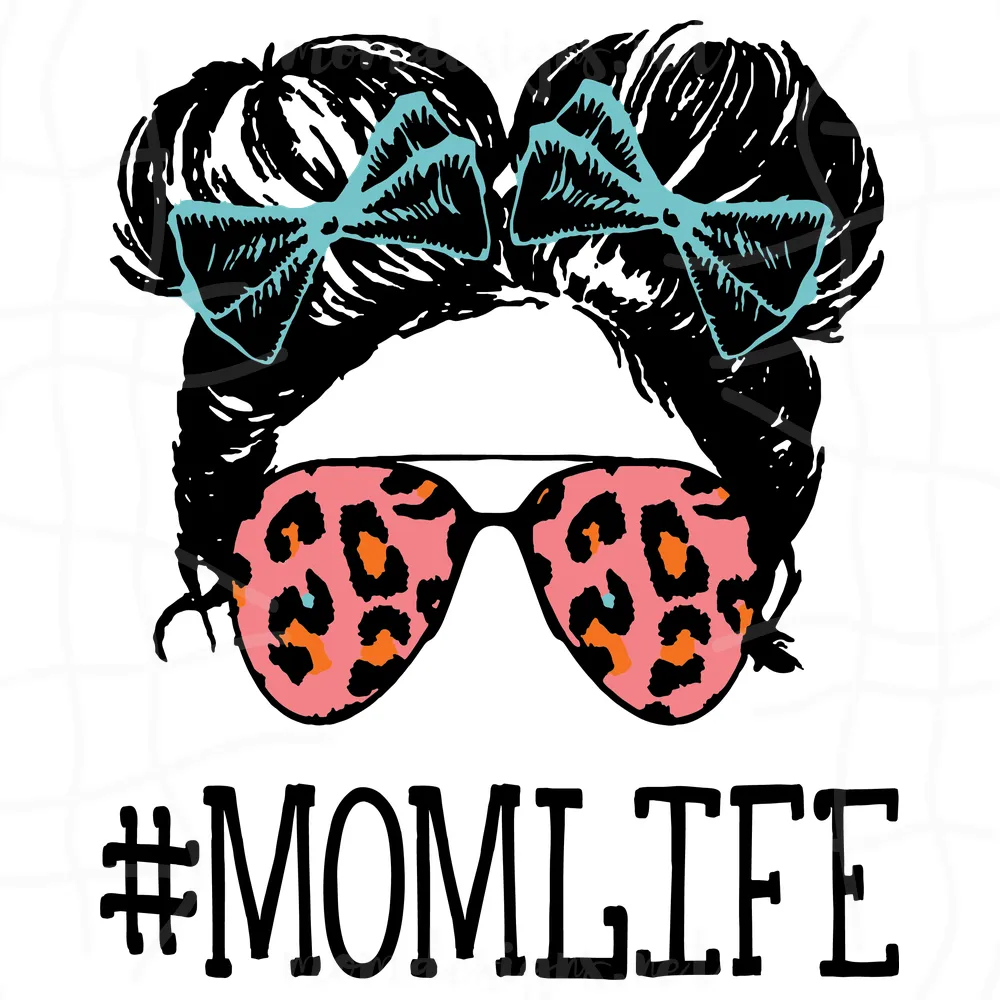 Mom Life Svg, Leopard Mom Svg, Messy Bun Mom Svg, Mom Svg, Svg Png Dxf Eps Ai Instant Download