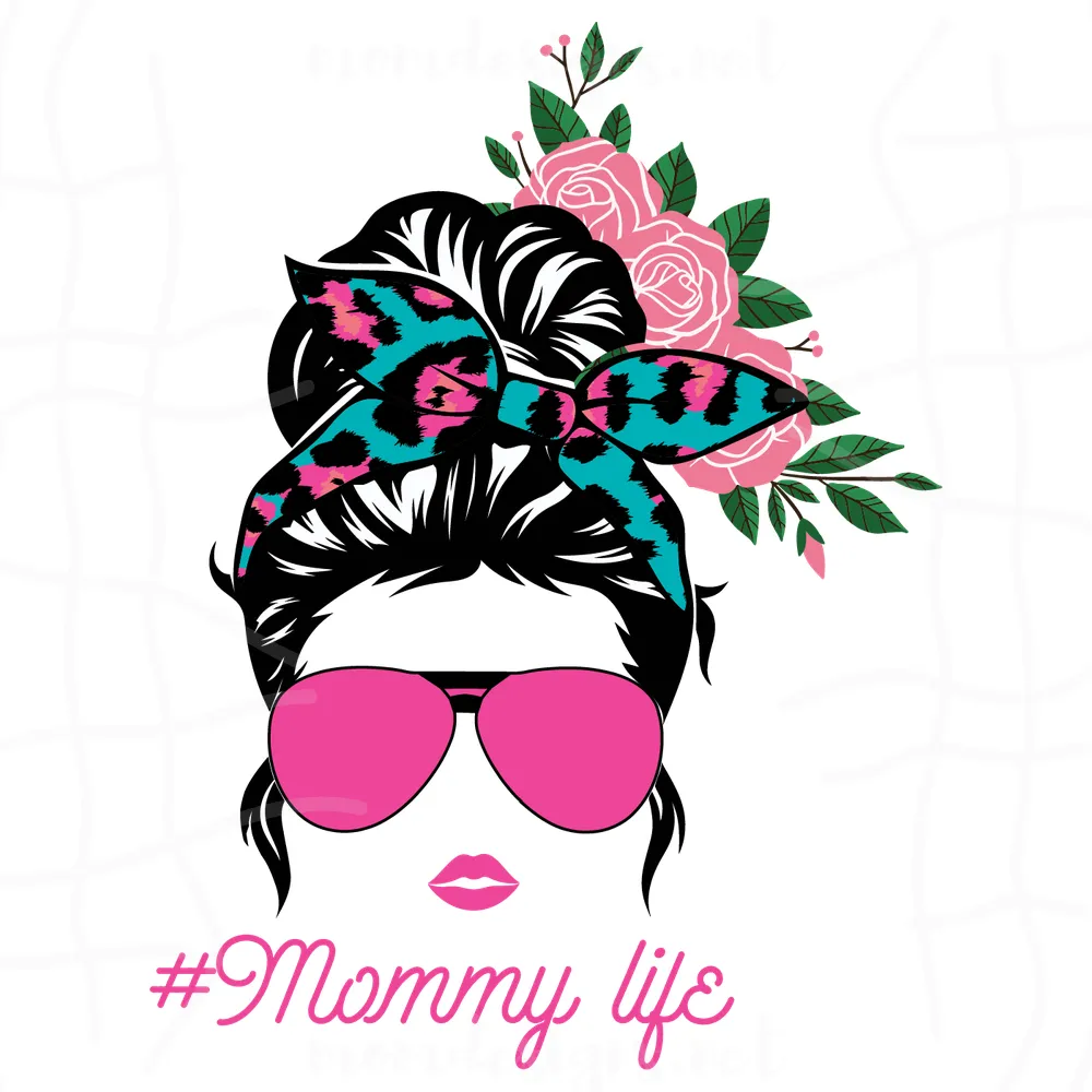 Messy Bun Mom Svg, Flower Svg