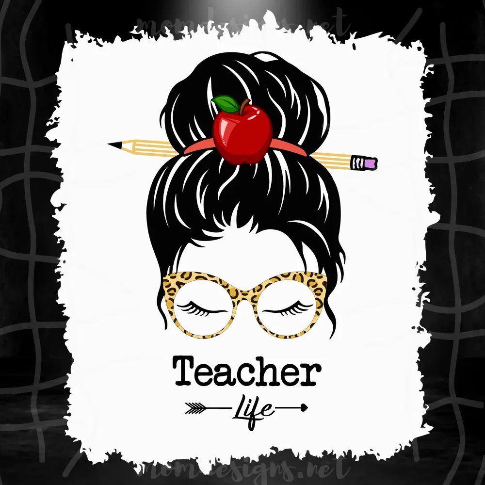 Messy Bun Teacher Life Svg