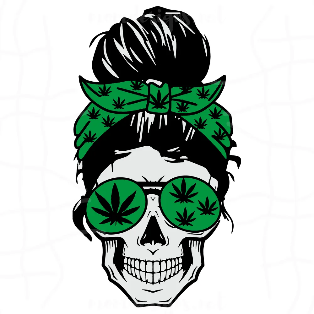 Weed Mom Skull Svg, Messy Bun Skull Svg, Mom Life Svg, Momlife Skull Svg