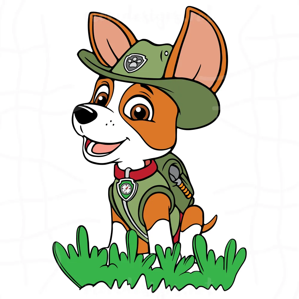 Tracker Standing On Grass Svg, Paw Patrol Tracker Svg, Cartoon Svg