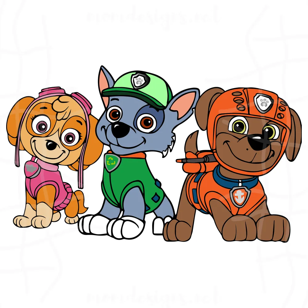 Zuma And Rocky And Skye Svg, Paw Patrol Mighty Pups Svg, Cartoon Svg