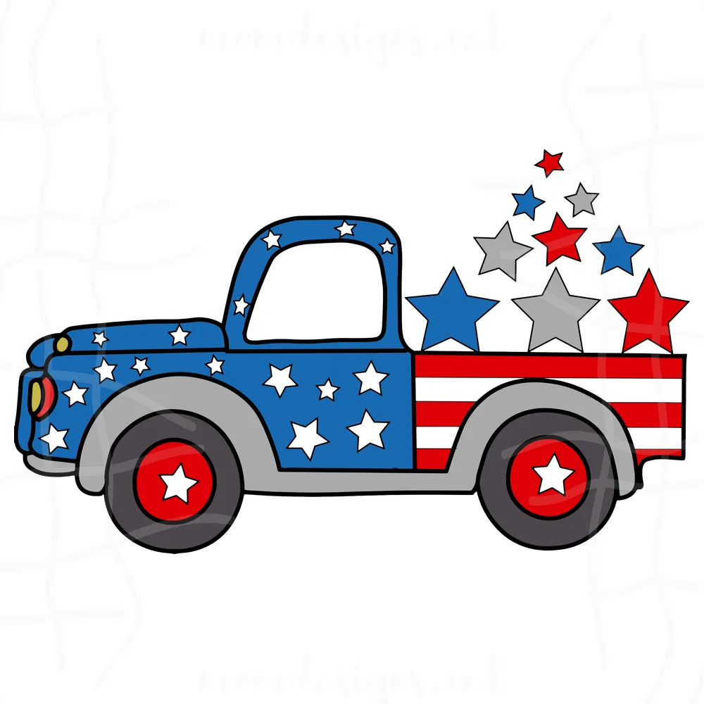 Star 4th of July Truck SVG Cutting Files
