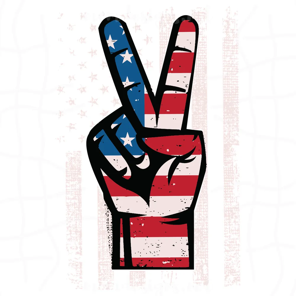 Peace Sign Hand America Flag Svg, Hand 4Th Of July