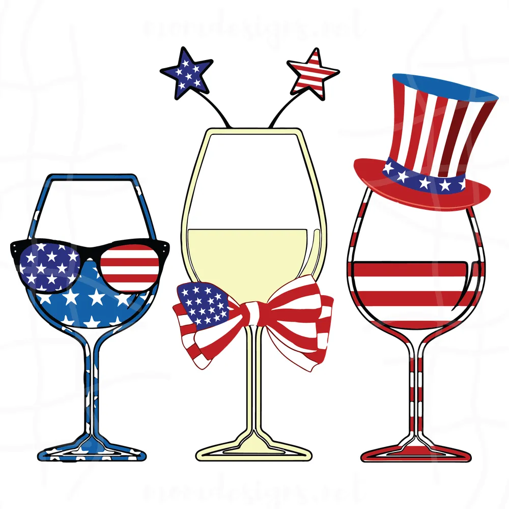 Three Wine Drunk Drinkin American Flag 4Th July Independence Day Svg