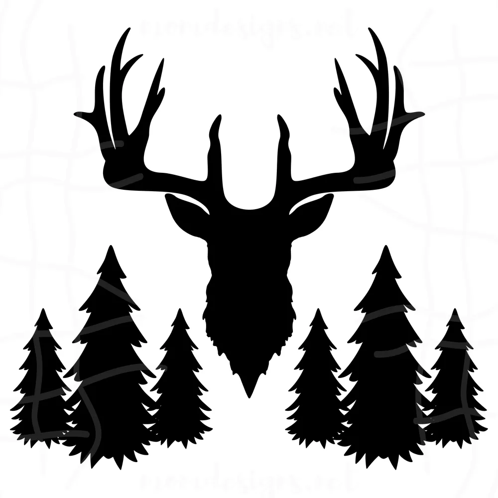 Reindeer In The Pine Forest Svg, Christmas Svg, Reindeer Svg, Black Reindeer Svg, christmas tree, Christmas Gifts, Christmas Decor, Christmas Holiday, Merry Christmas