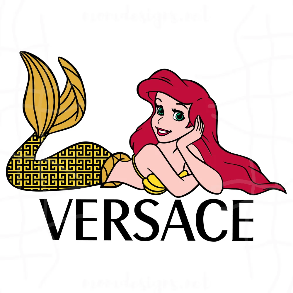Ariel Mermaid Versace Svg, Ariel Versace Svg, Versace Svg, Ariel Princess Svg