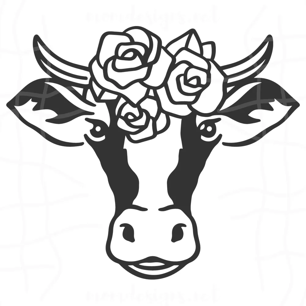 Free Floral Cow face SVG