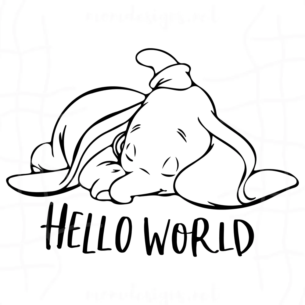 Hello world svg free, disney svg, dumbo svg, instant download, elephant svg, shirt design, disney quote svg, baby svg, funny svg, png 0348