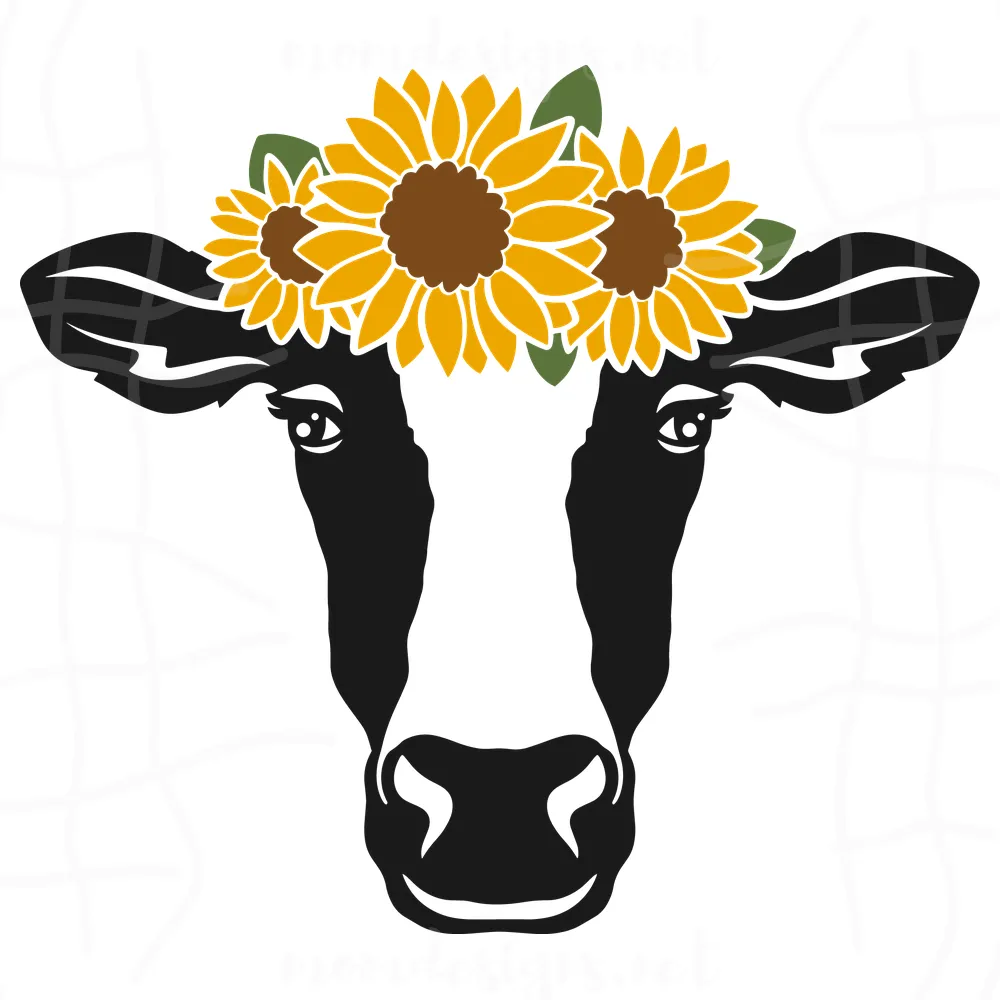 Free Sunflower Cow face SVG