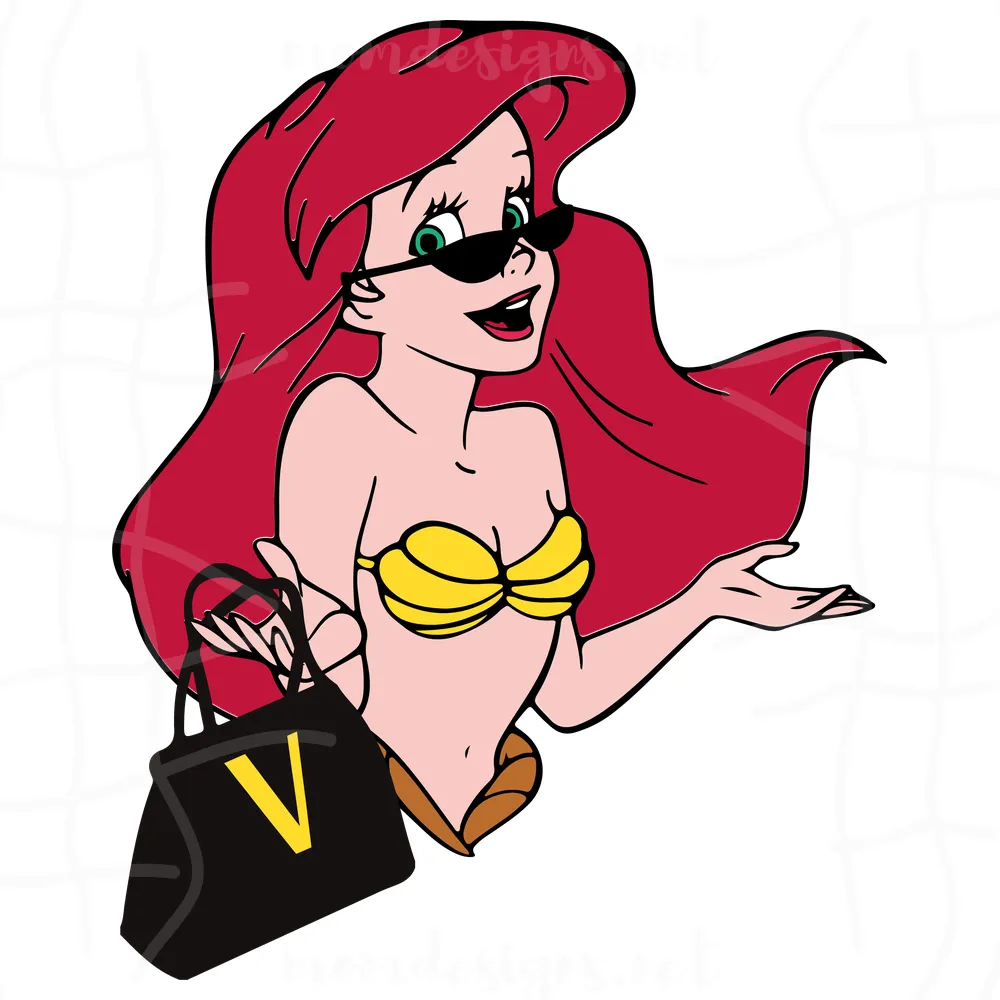 Ariel Versace Svg, Ariel Mermaid Versace Svg, Disney Princess Svg, Luxury Brand Svg