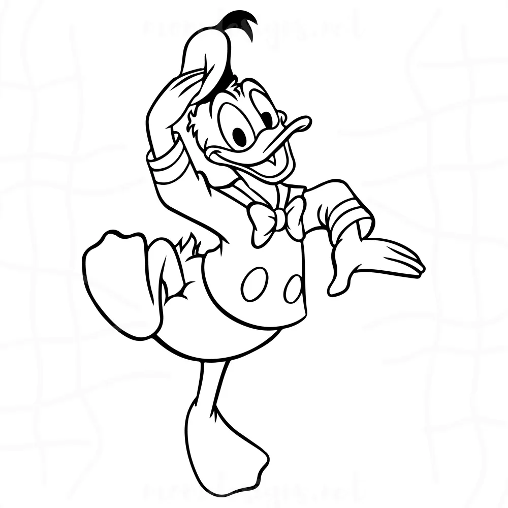 Donald duck svg free, disney svg, outline svg, instant download, animal svg, silhouette cameo, cartoon svg, free vector files, dxf 0515