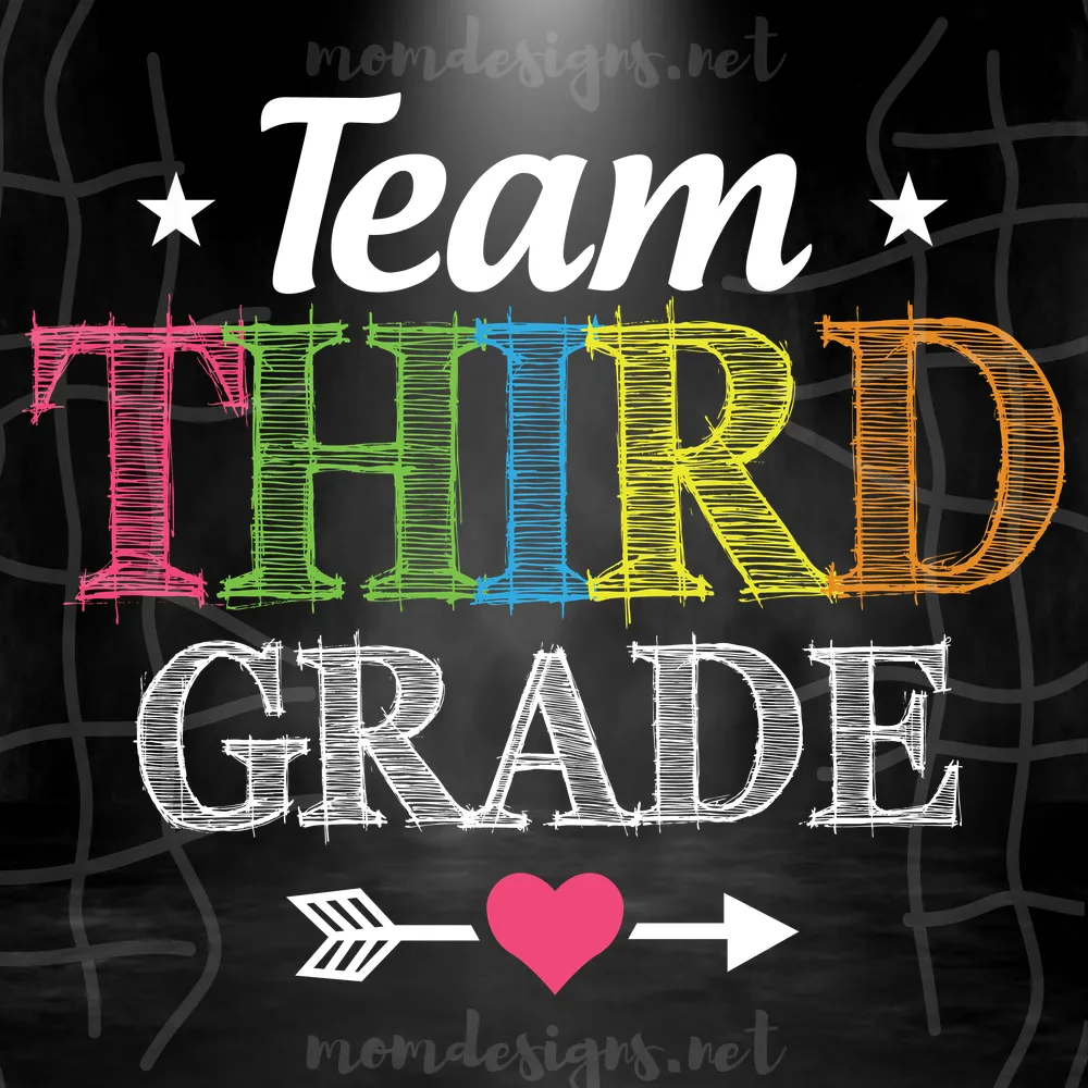 Team Third Grade Svg, 3Rd Grade Svg, Back To School Svg, First Day Of School, Teacher Gift, Elementary Student, Grade School Teacher, Trending Svg Files For Silhouette